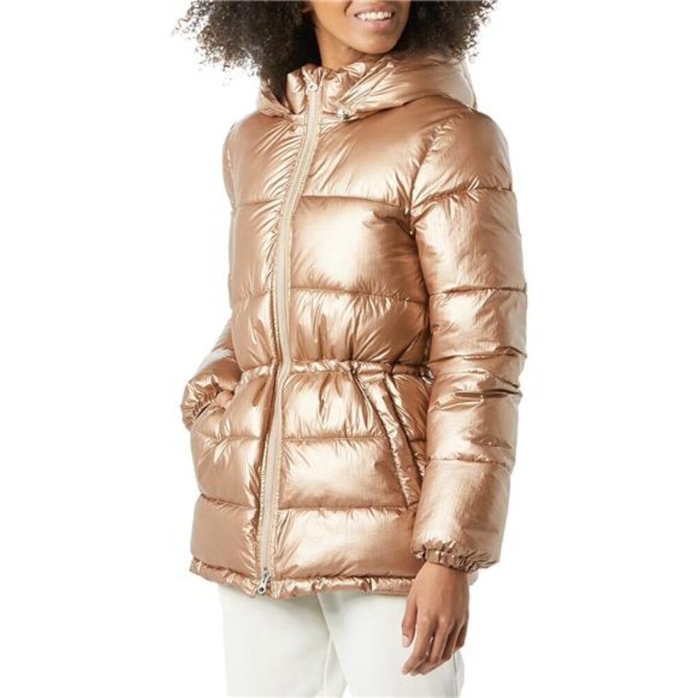 Essentials Womens Heavyweight Quilted Hooded Puffer Winter Jacket